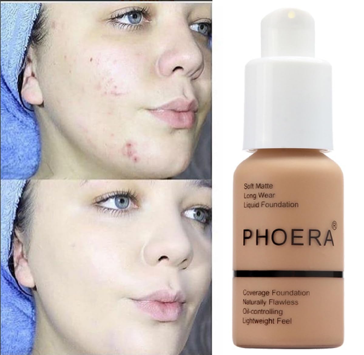 Two pack PHOERA foundation bottles displayed together against a clean backdrop