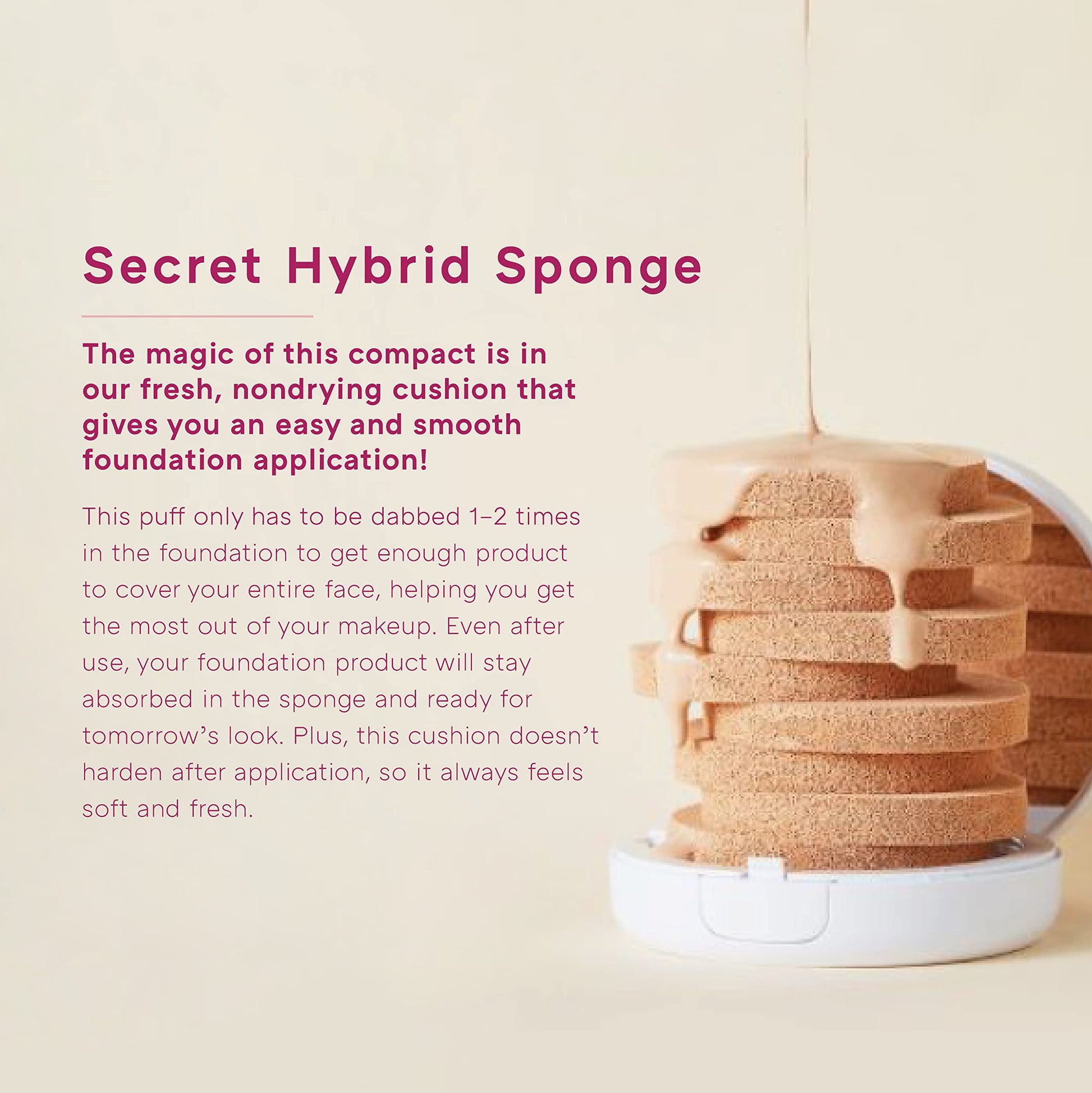 Antibacterial cushion foundation puff applicator back and front view