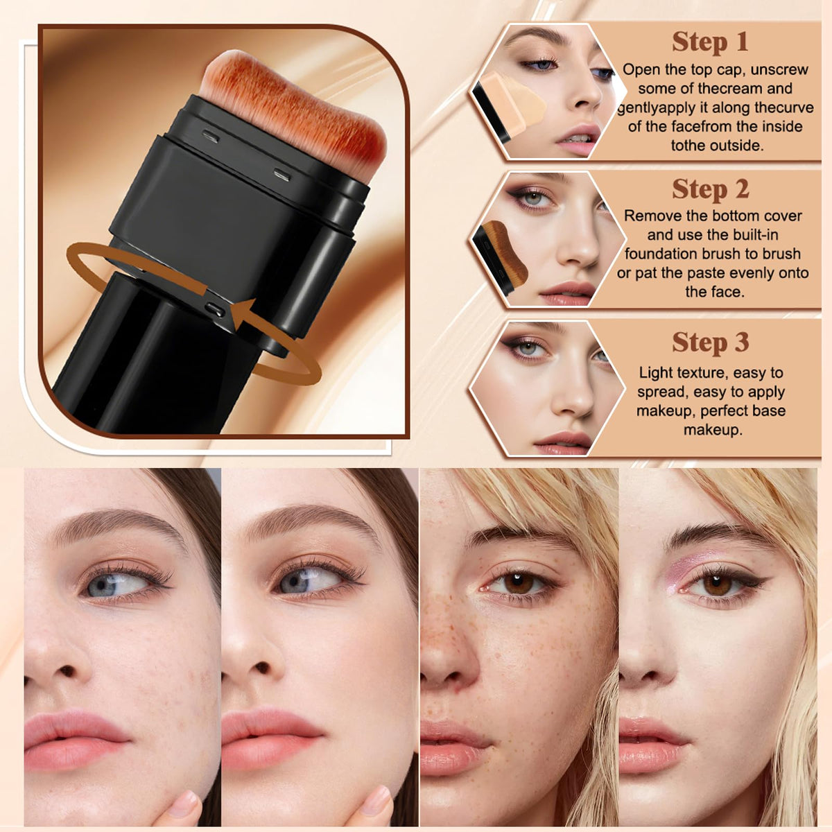Zaidoc waterproof foundation stick packaging showcasing the hydrating ingredients list.