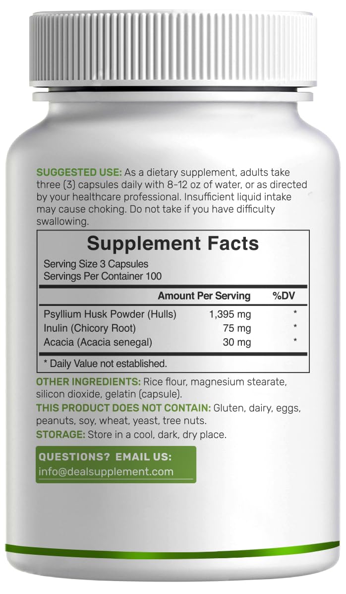 Side profile of Deal Supplement 1500mg fiber complex bottle