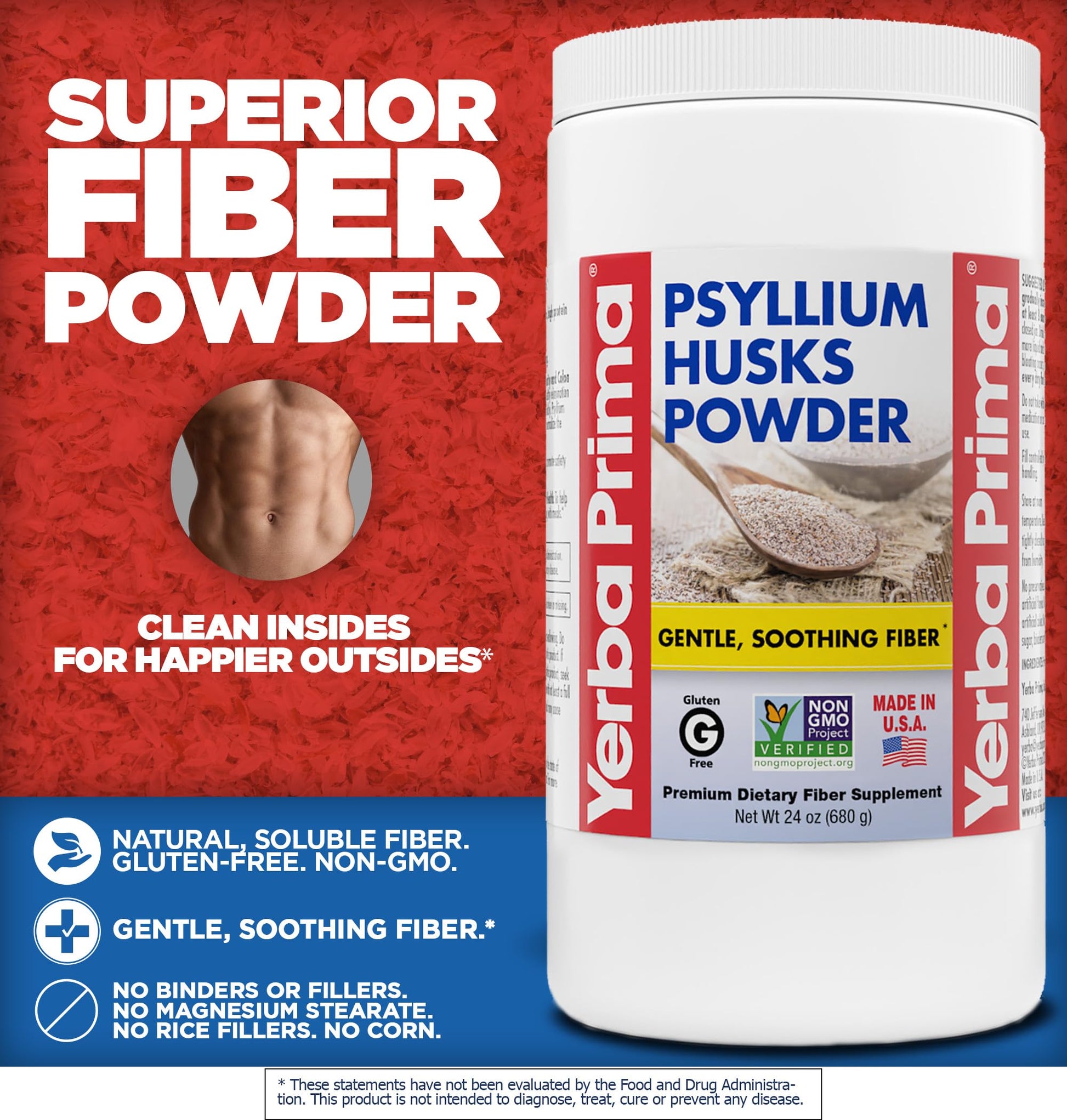 Yerba Prima psyllium husk powder label details