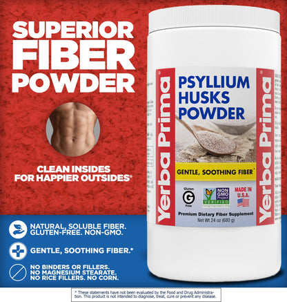 Yerba Prima psyllium husk powder label details