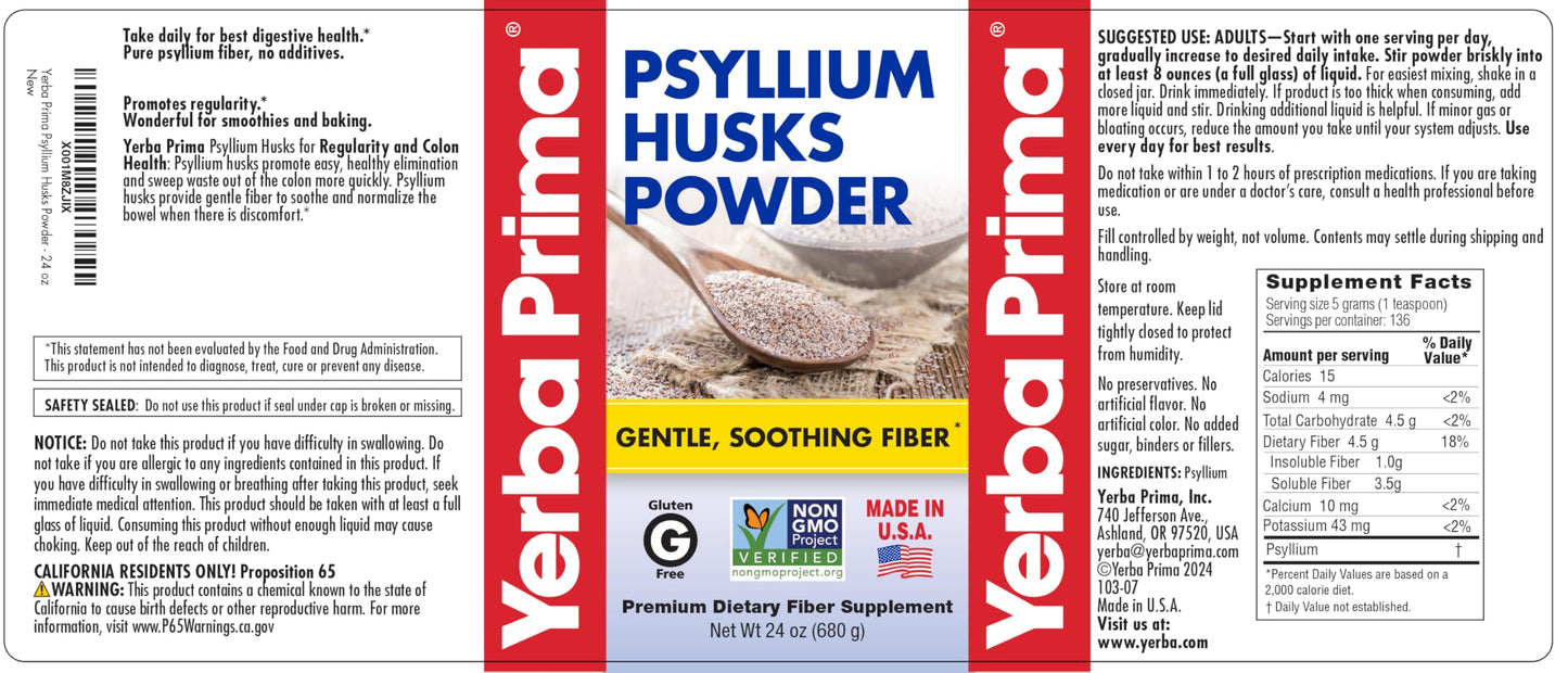 Mixing Yerba Prima psyllium husk powder into a glass of water