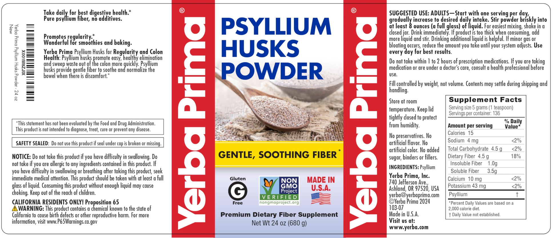 Mixing Yerba Prima psyllium husk powder into a glass of water