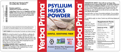 Mixing Yerba Prima psyllium husk powder into a glass of water