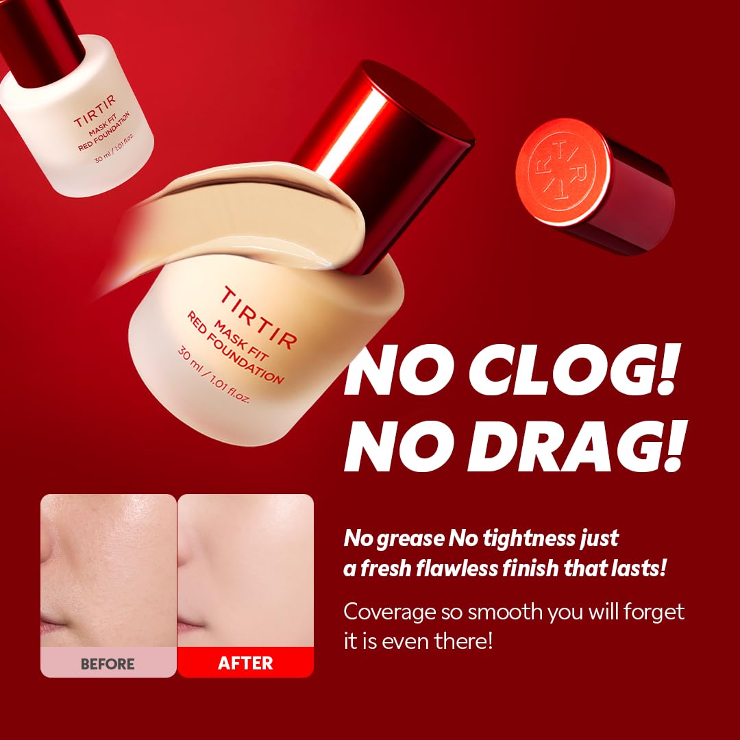 TIRTIR Mask Fit foundation showing the shade label 22N Shell Beige for neutral skin tones.
