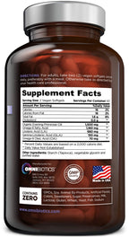 OmniBiotics Evening Primrose Oil 120 vegan softgels dietary supplement label details and nutrition facts.