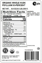 Yupik Organic Whole Husk Psyllium 95 percent purity label