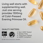 Side view of non GMO certified sports research evening primrose oil liquid softgels container
