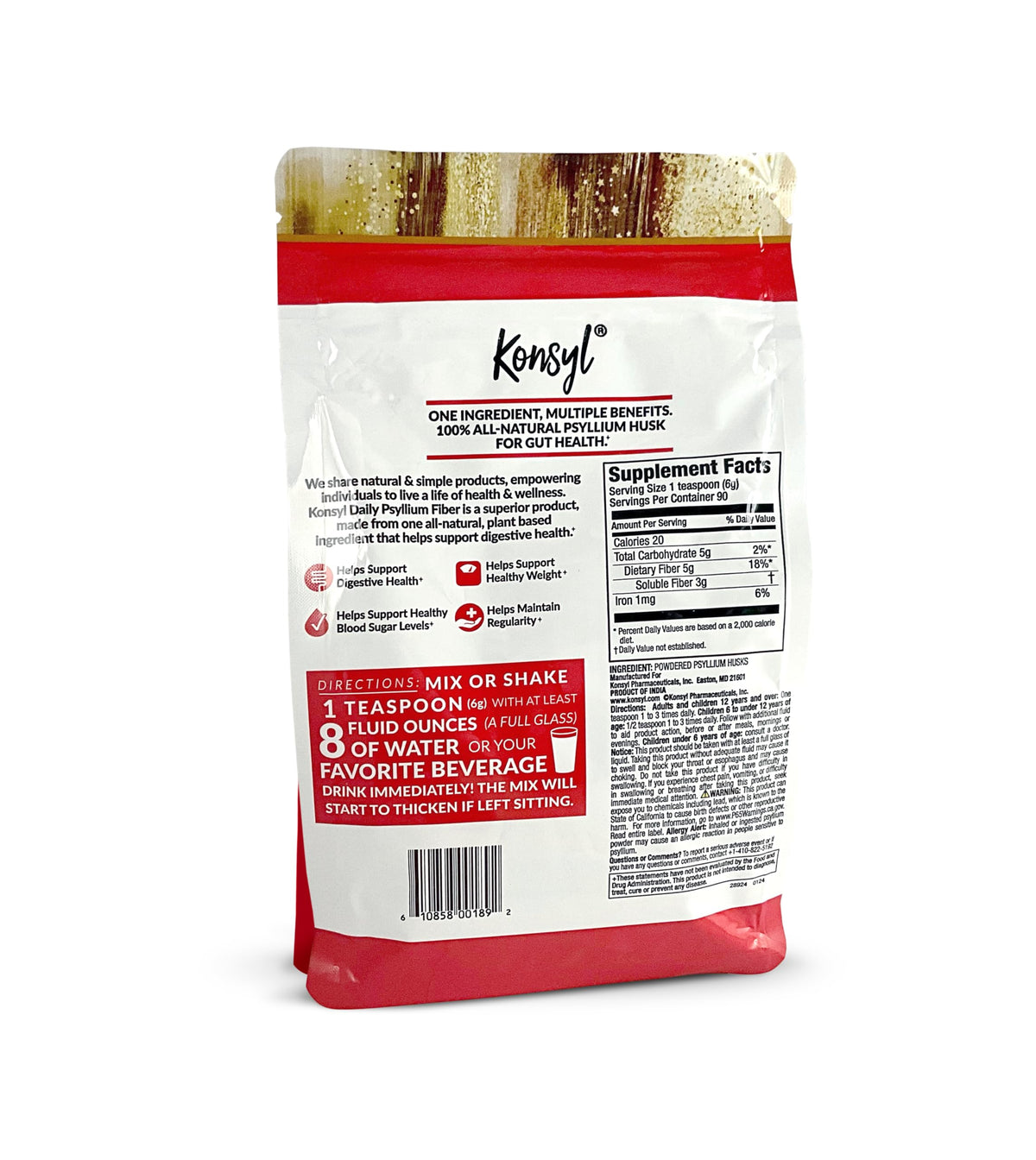 Close up of Konsyl psyllium husk powder texture