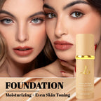Complete makeup set arrangement featuring the foundation bottle