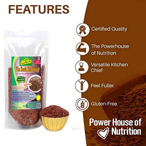 Airtight jar filled with authentic unroasted brown flax seeds ideal for Indian keto and fitness diets