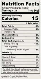 Anthony's Organic Psyllium Husk dietary fiber supplement label