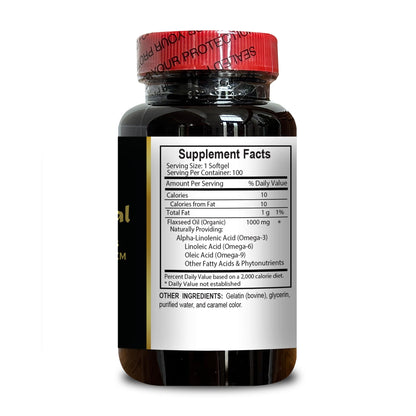 Premium organic flaxseed oil 1000 mg softgel capsules for immune support showing capsule texture