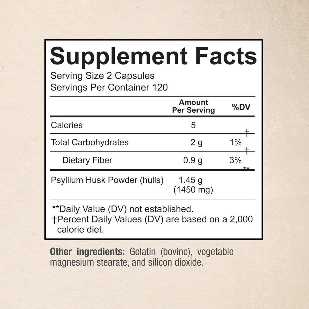 Side profile of Sunergetic 240 capsule fiber supplement bottle