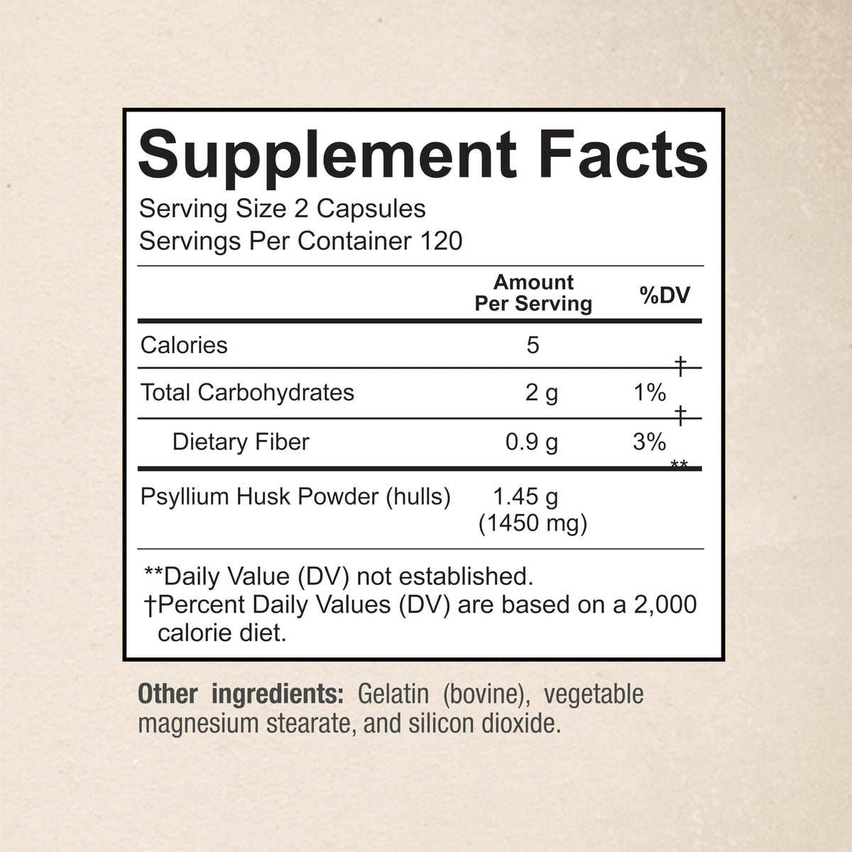Side profile of Sunergetic 240 capsule fiber supplement bottle