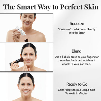 Skincare infused color matching foundation bottle packaging details and active ingredients