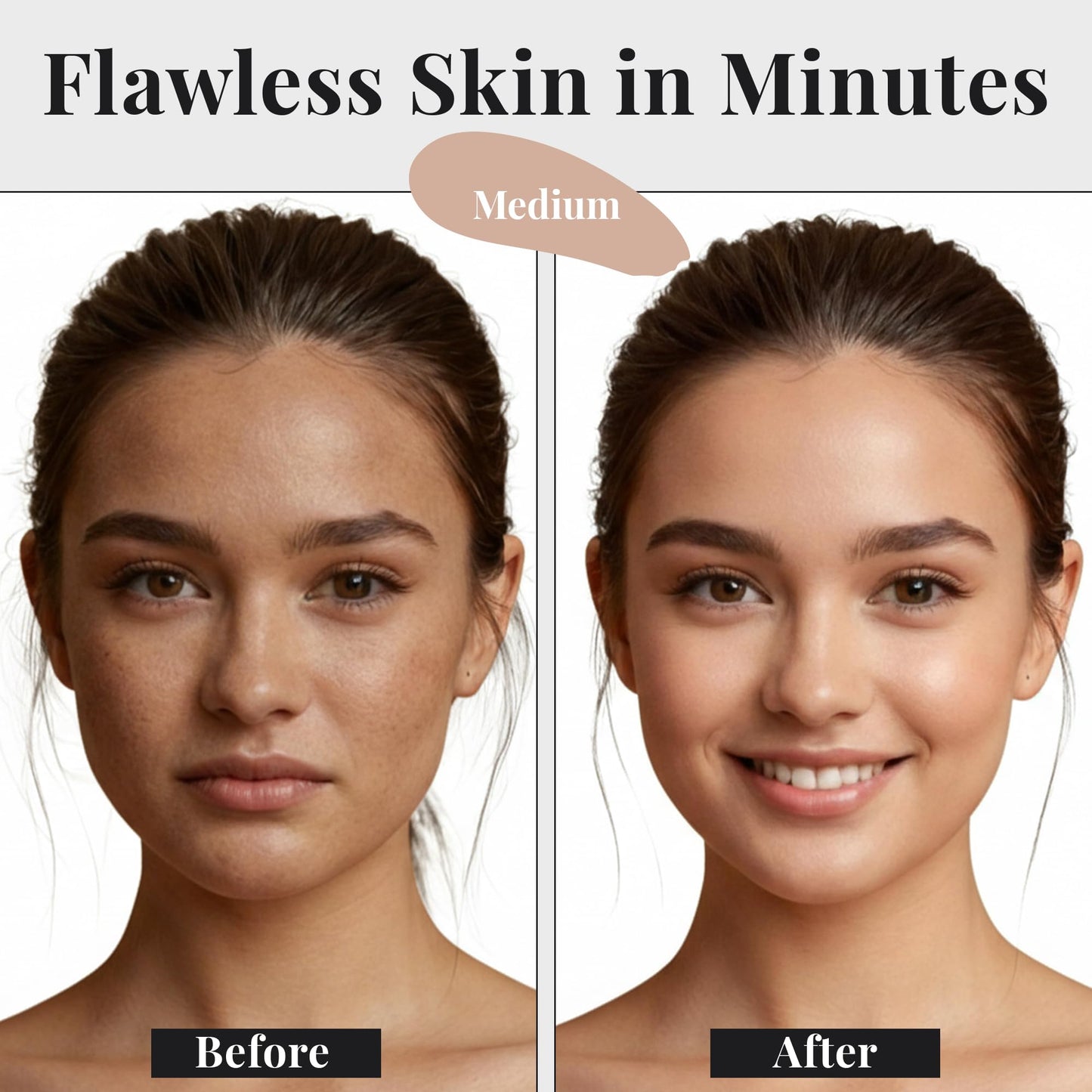 Hydrating face makeup with Kabuki brush applicator for smooth circular blending