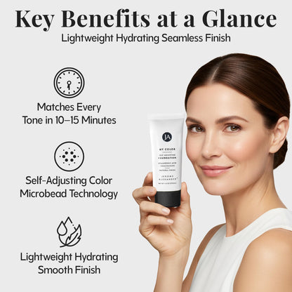 Lightweight buildable coverage foundation with hyaluronic acid and niacinamide for mature skin