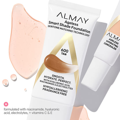 Close up view of Almay tone matching foundation cream on sensitive skin texture