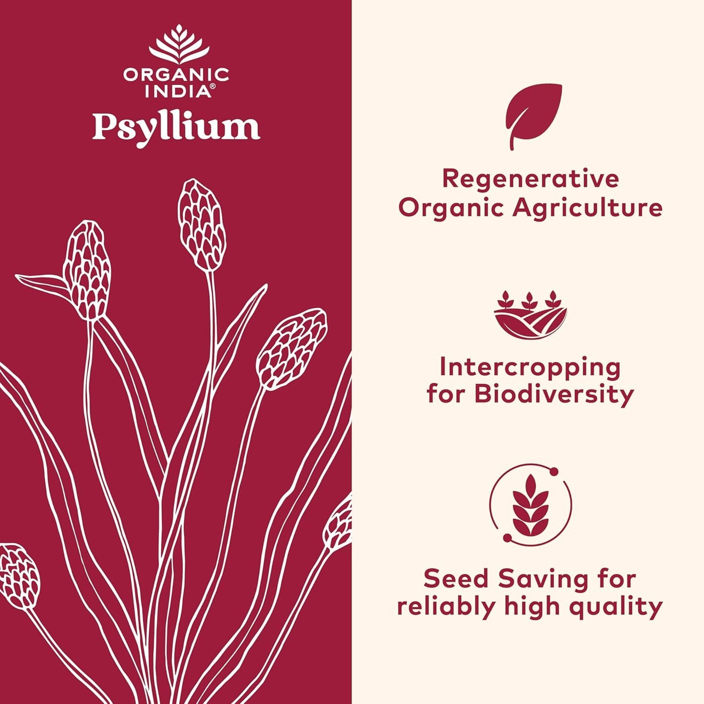 Organic India Psyllium dietary supplement nutrition facts label