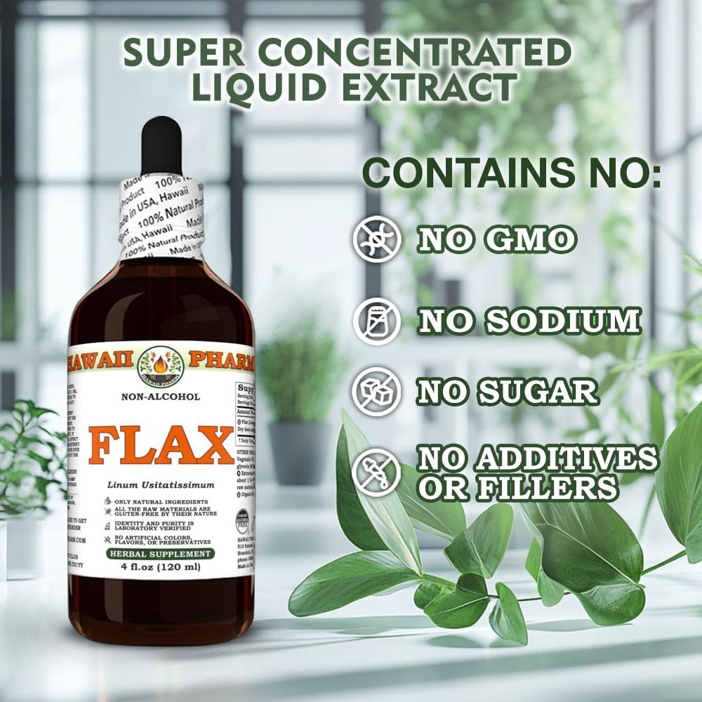 Hawaii Pharm non GMO alcohol free flax seed herbal tincture packaging