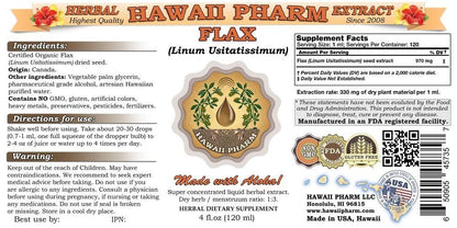 Side angle of Hawaii Pharm Linum Usitatissimum tincture showing fluid ounce size details.