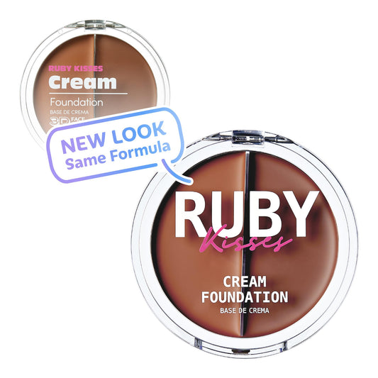 Ruby Kisses multi purpose contour compact opened showing two cream foundation shades.