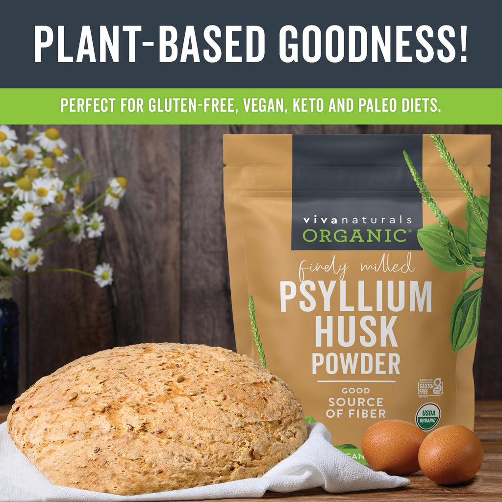 Texture of finely ground psyllium husk powder in a bowl