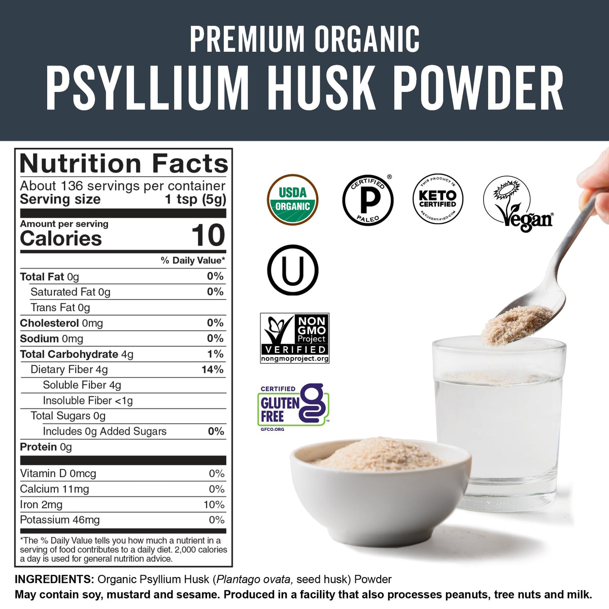 Gluten-free bread baked with psyllium husk powder