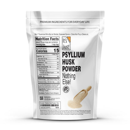 It's Just! Psyllium Husk Powder label details and ingredients