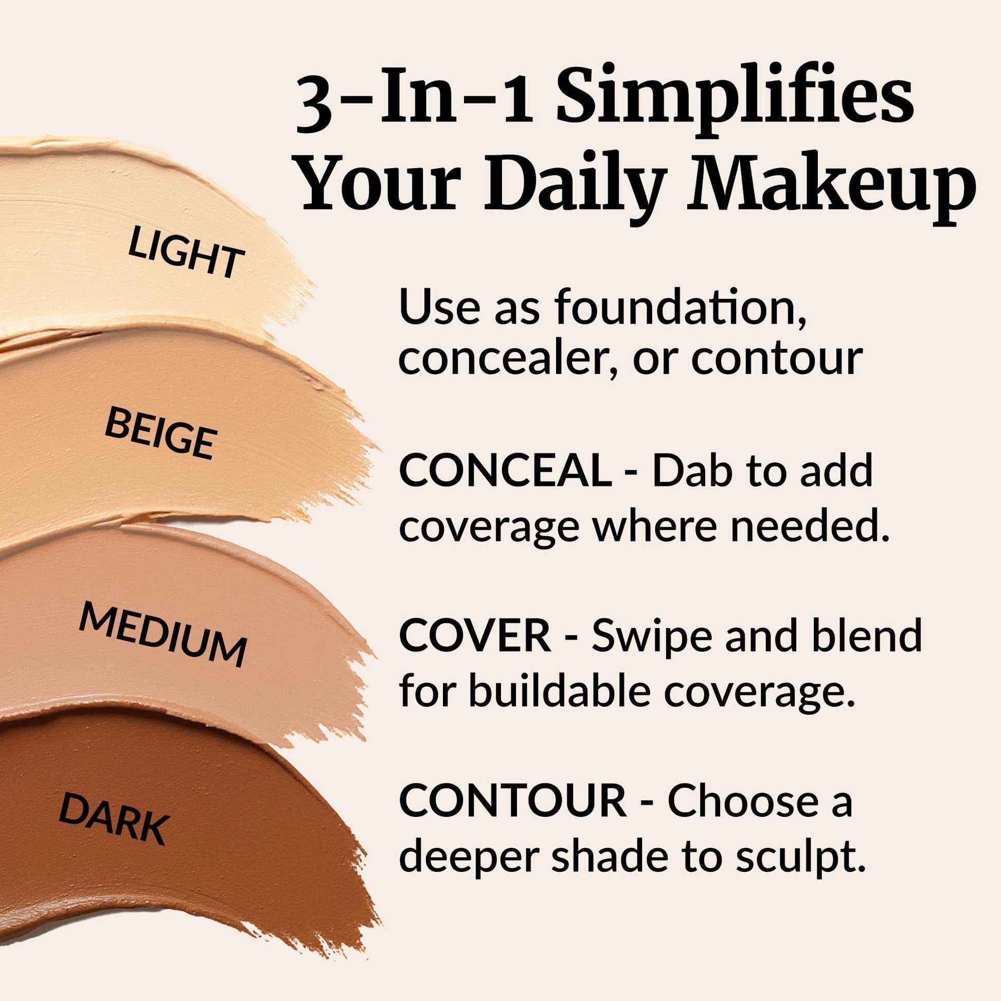 Vibriance three in one face makeup base showing the creamy texture and twist up mechanism.