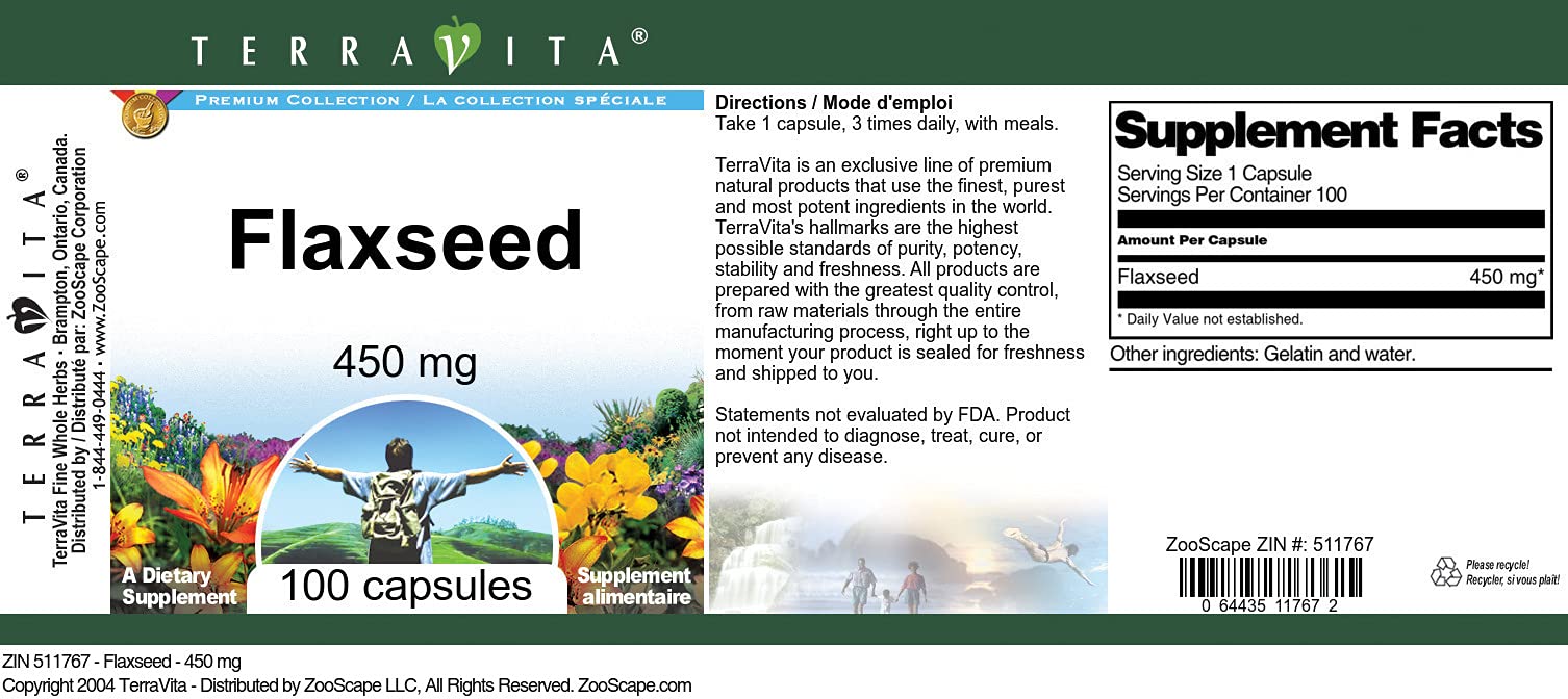 Authentic USA imported Terravita flaxseed capsules bottle showcasing the tight security seal