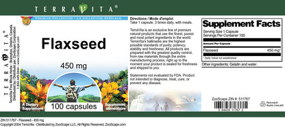 Authentic USA imported Terravita flaxseed capsules bottle showcasing the tight security seal