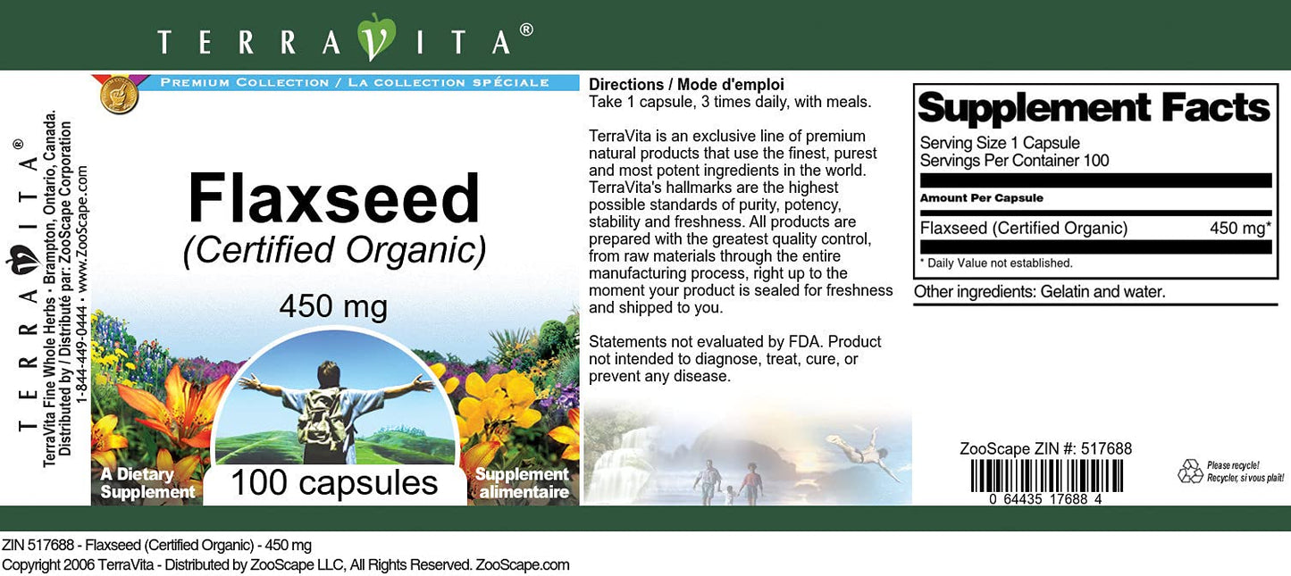 Three pack bundle of Terravita organic flaxseed showing authentic USA imported packaging.