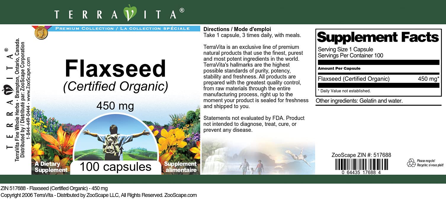 Three pack bundle of Terravita organic flaxseed showing authentic USA imported packaging.