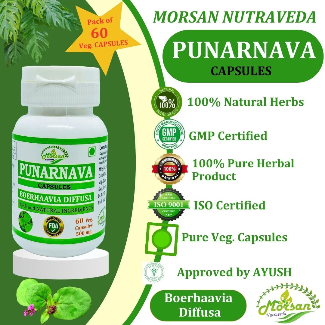 Morsan Nutraveda fluid balance and renal health capsules package information.