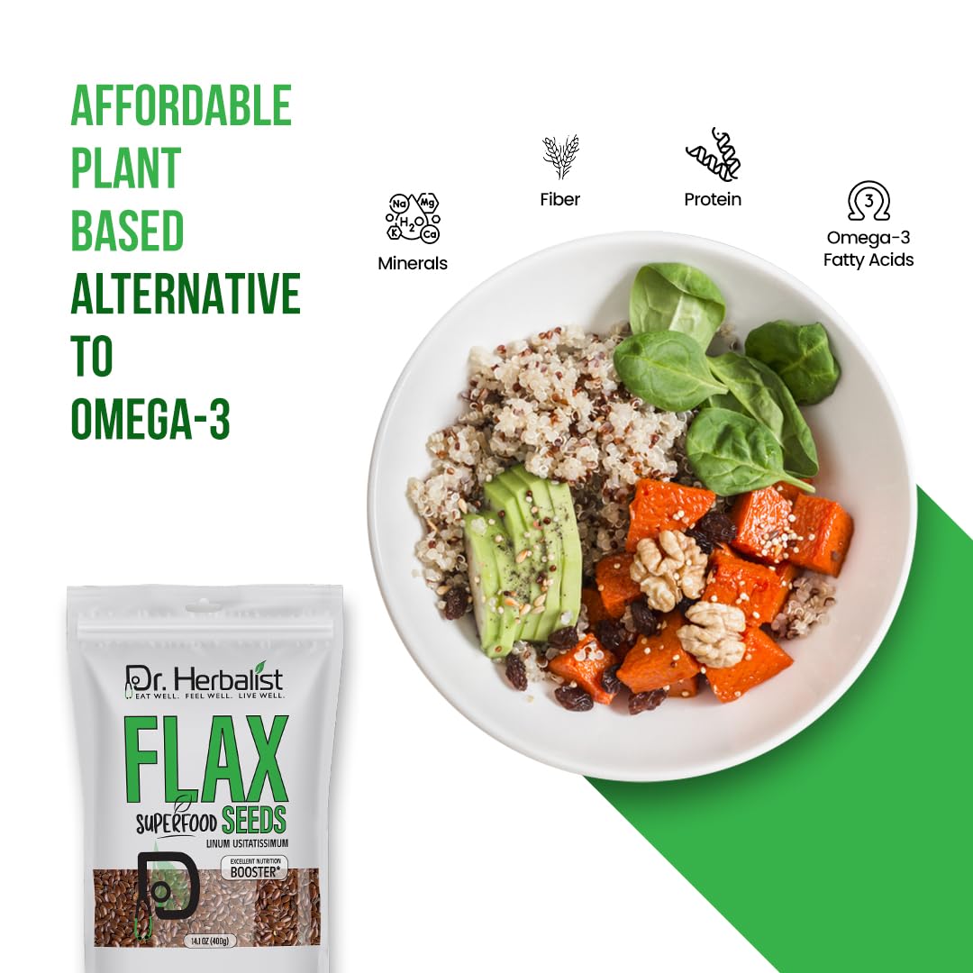 Dr. HERBALIST Linum usitatissimum whole flaxseeds for weight management meals
