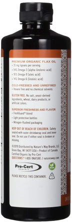 Six pack bundle of Nature's Way unrefined super lignan flaxseed oil bottles for cardiovascular health