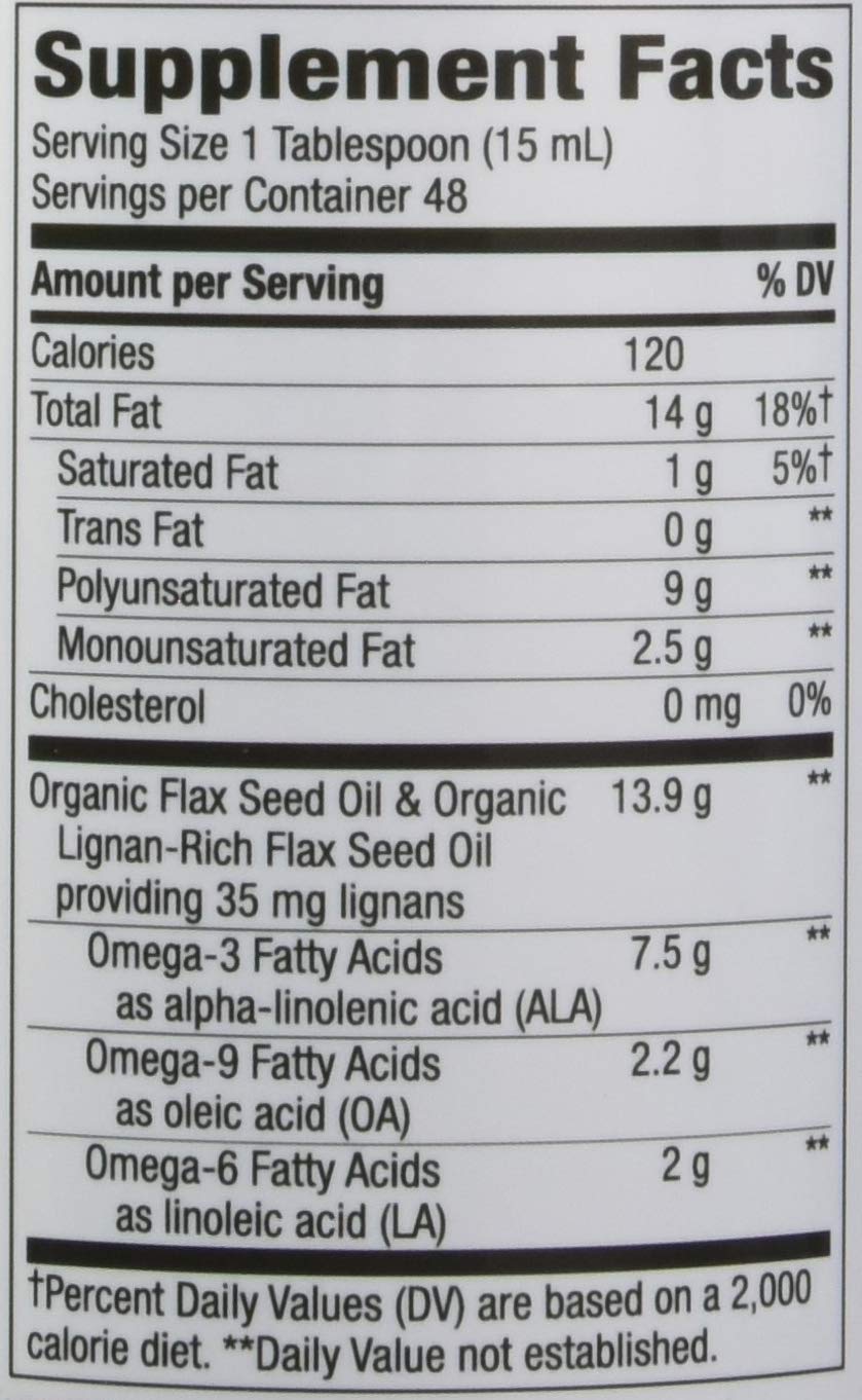 Authentic USA imported cold pressed organic flax seed oil packaging for plant based omegas