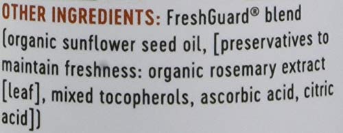 Close up of Nature's Way organic super lignan oil dosage instructions and daily usage directions