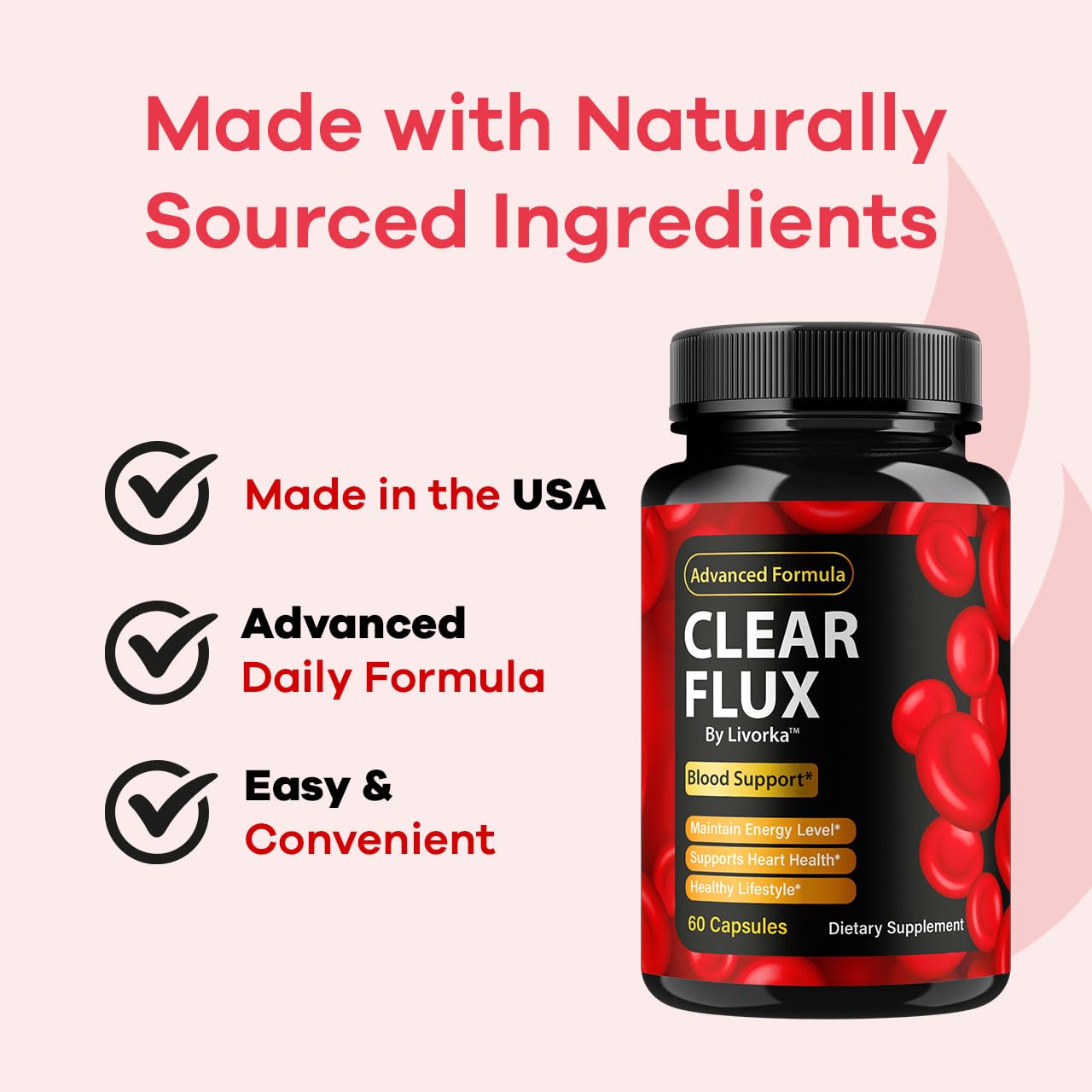 Clear Flux Advanced blood circulation support supplement daily capsule count details