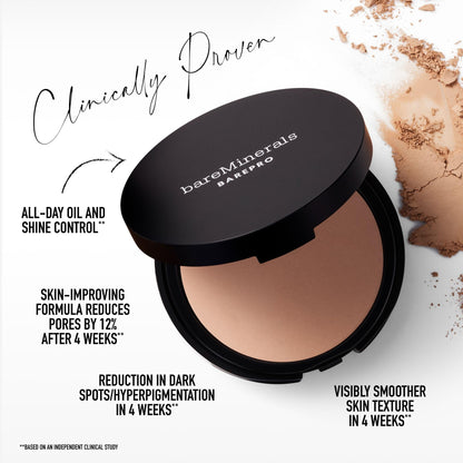 Talc free full coverage bareMinerals powder foundation compact showing the matte product texture