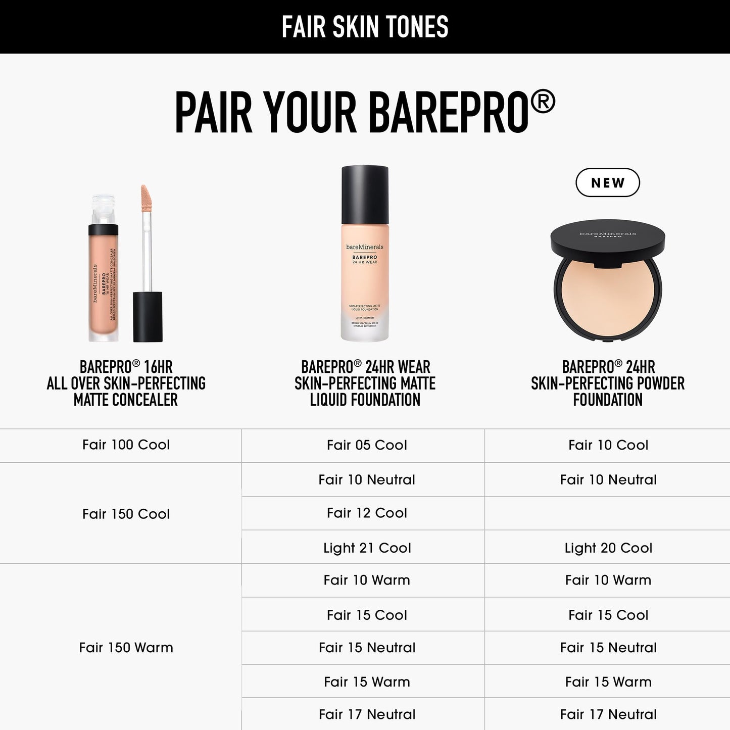 bareMinerals Fair 15 Neutral shade skin evening face powder foundation product angle