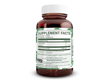 Natural Nutraceuticals cold pressed flaxseed oil ninety softgels packaging details