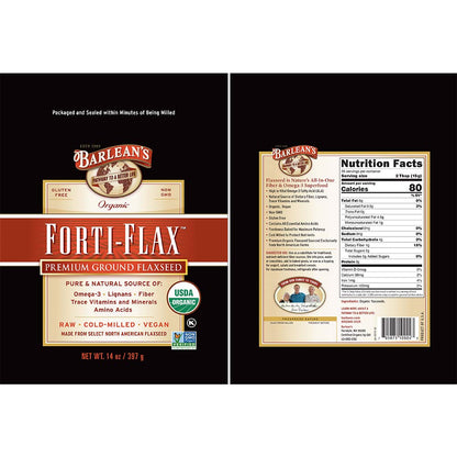 Barlean's organic premium cold milled flaxseed powder supplement bag