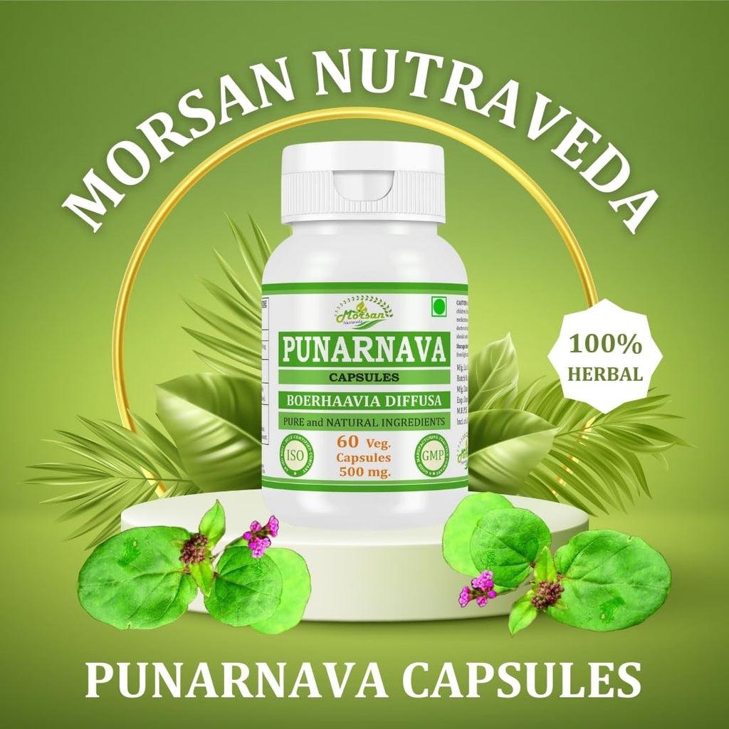 Morsan Nutraveda Punarnava Mandur bottle showing the authentic manufacturing seal and product serials.