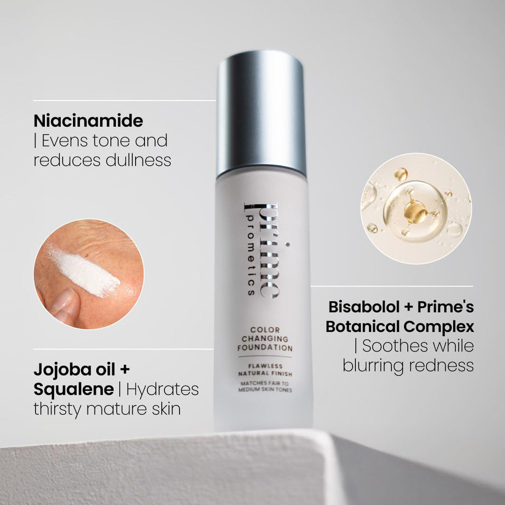 Prime Prometics adaptive skin tone makeup showing micro encapsulated pigment technology