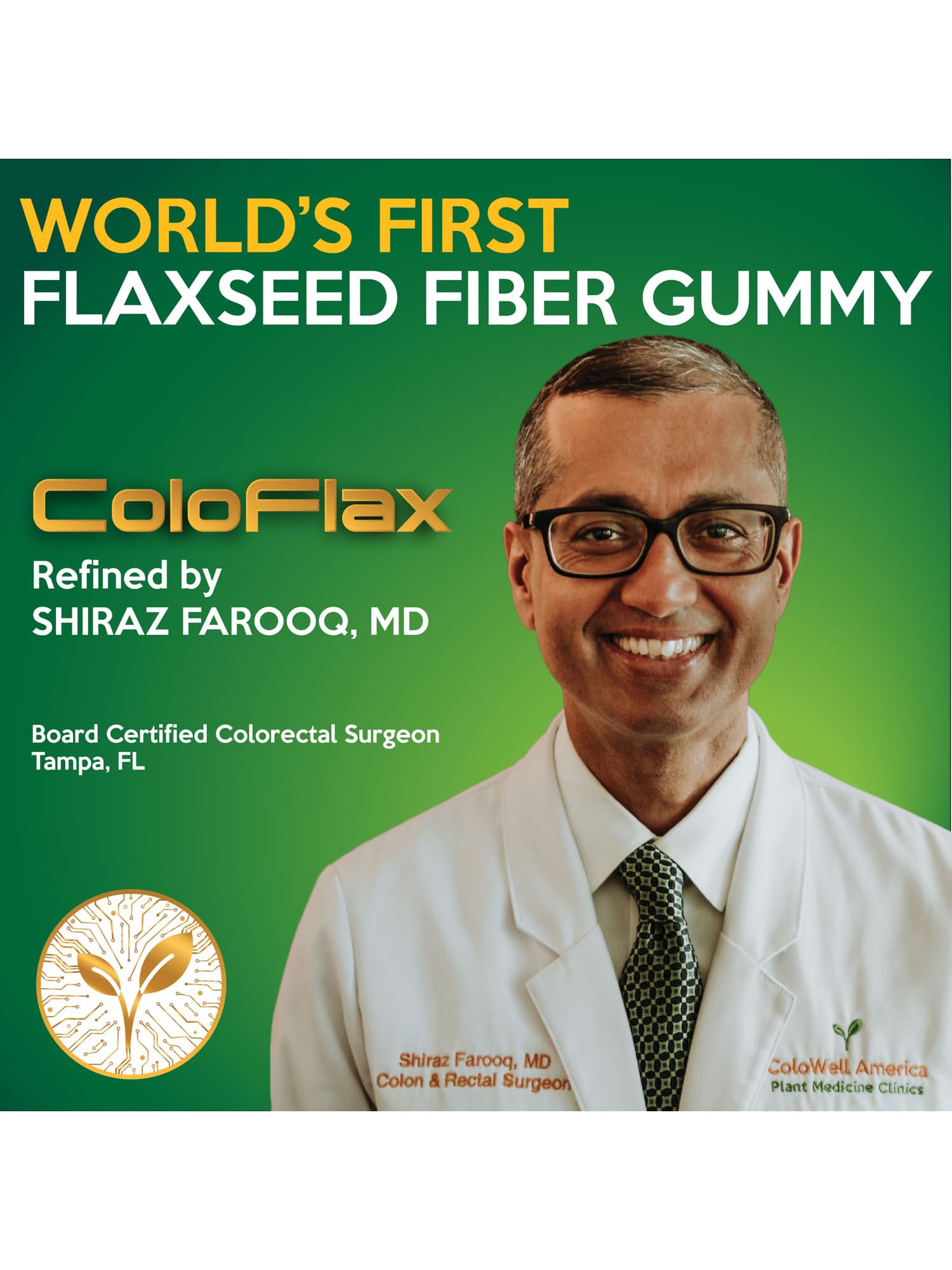 ColoFlax flaxseed high fiber supplement gummies for constipation relief.