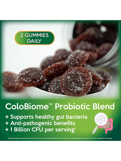 Vegan and gluten free dietary fiber gummies by ColoFlax showing premium texture.